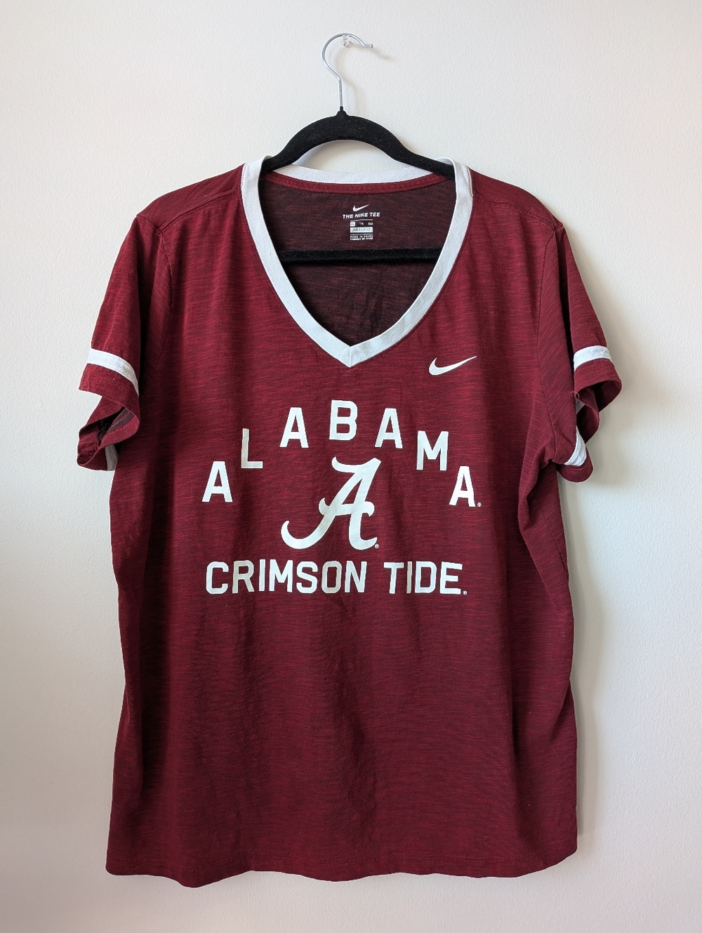 Nike DriFit Crimson Alabama Crimson Tide V-Neck Tee - Crimson & White Xxl